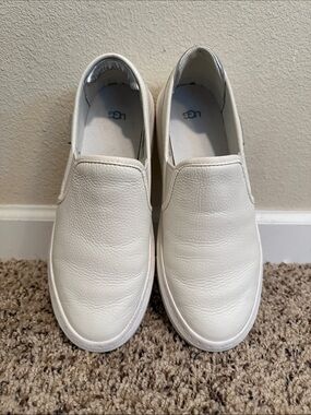 UGG Women’s White Slip-On Leather Sneakers